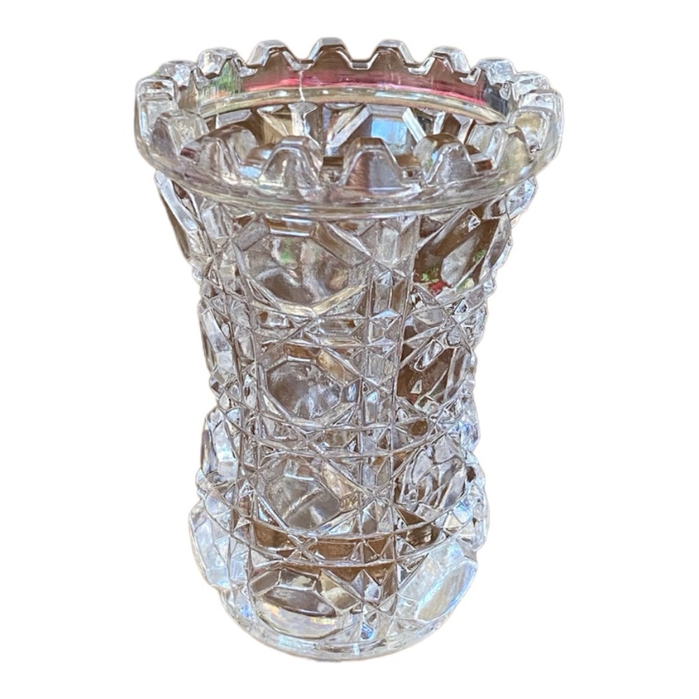 Vintage cut glass toothpick holder 3” mint condition
